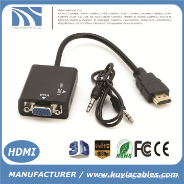 HDMI varón a la hembra del VGA con el adaptador audio 1080P del convertidor del cable video de HD para la PC